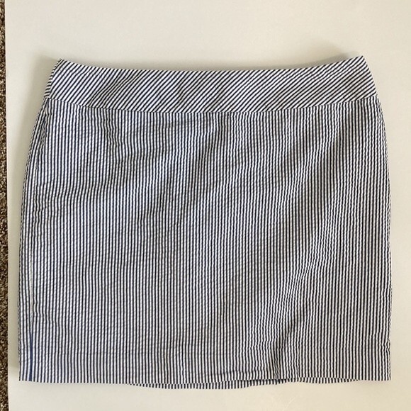 LLBEAN Blue White Searsucker Summer Mini Skirt Size 10 - Picture 4 of 8